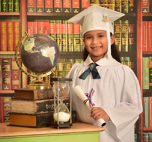 Girl posing for school graduation