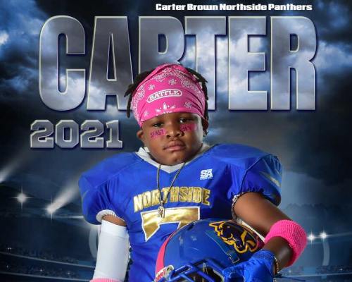  Young football player with Dallas cowboys backdrop